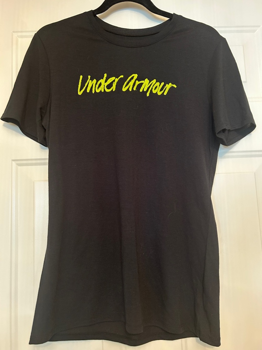 Under Armour Performance Volleyball Tee M Black Neon Yellow Script Athletic